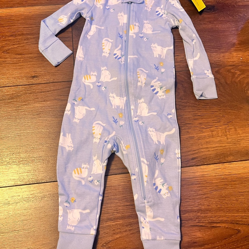 Cat & Jack Light Blue Cat Print Footie